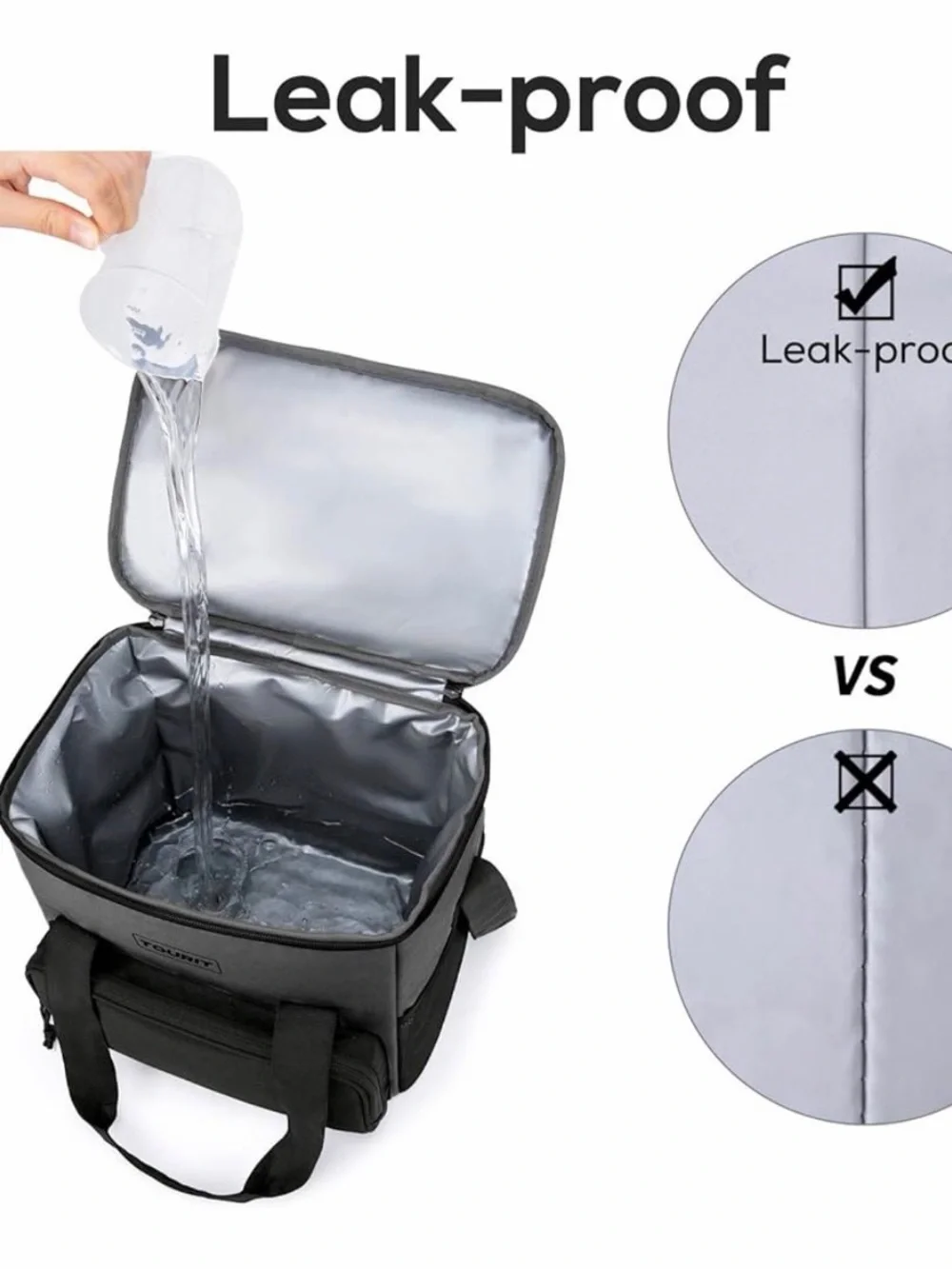 NWT Tourit Gray Cooler Lunch / Beer Carry travel Bag with  and 2 Freezer packs